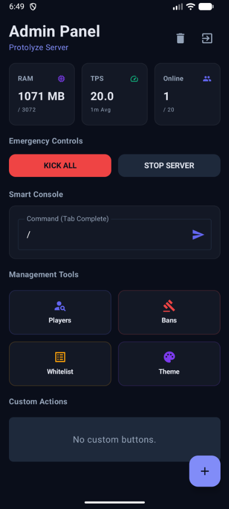 ServerDeck Mobile Admin